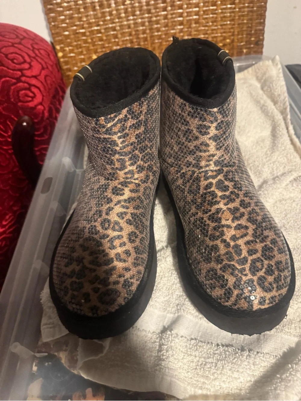 Juicy Couture Kids Leopard Print Boots - Tan/Black